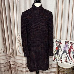 RED Valentino Black and Brown Tweed Coat